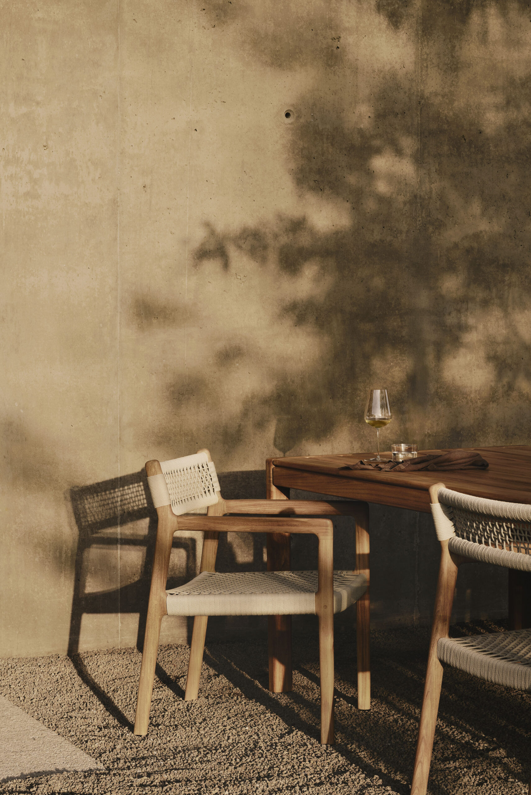 Outdoor dining chair teak and cord