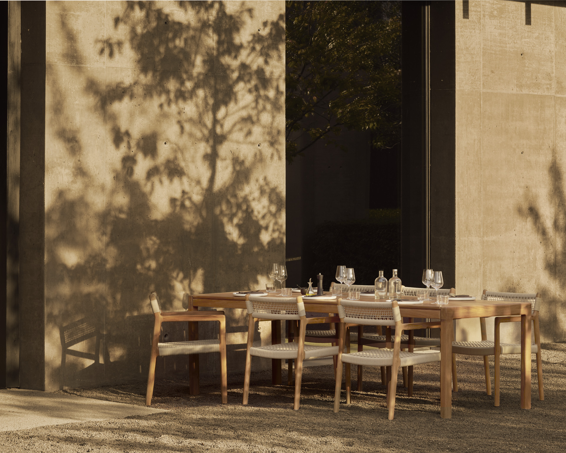 Outdoor dining chair teak and cord