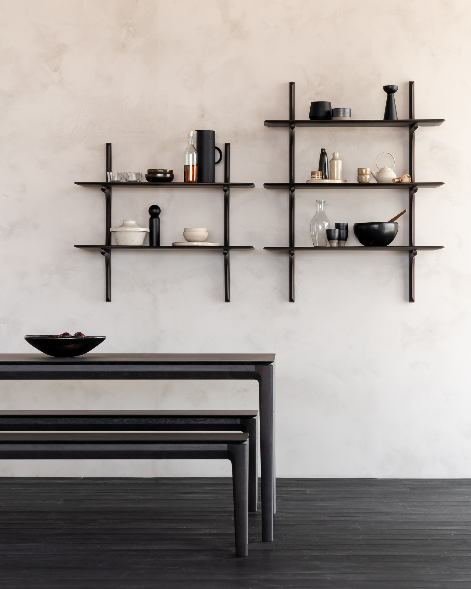 Wall shelf dark brown mahogany