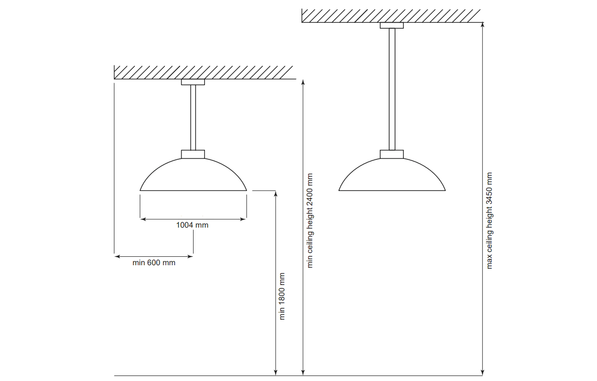Outdoor heated hanging lamp
