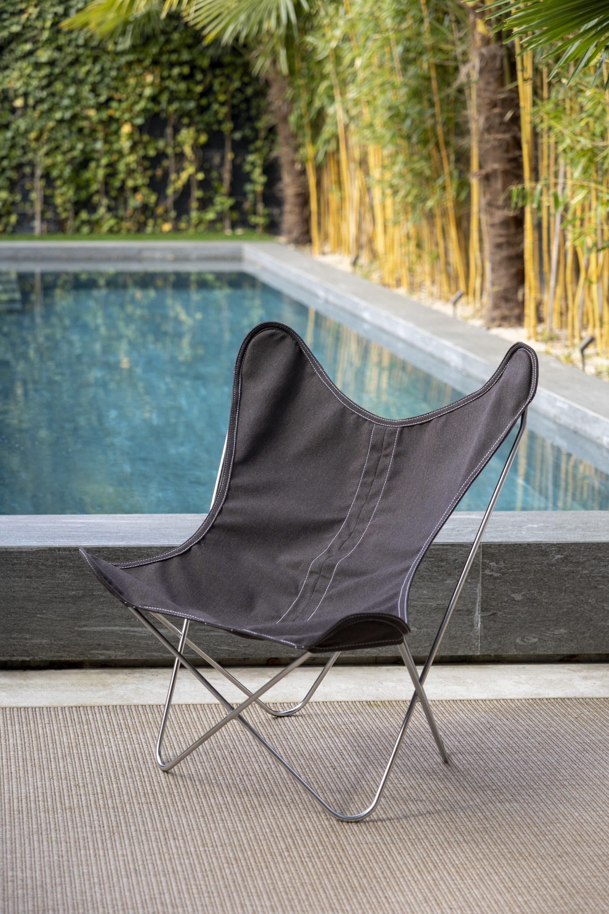 Outdoor butterfly chair inox frame