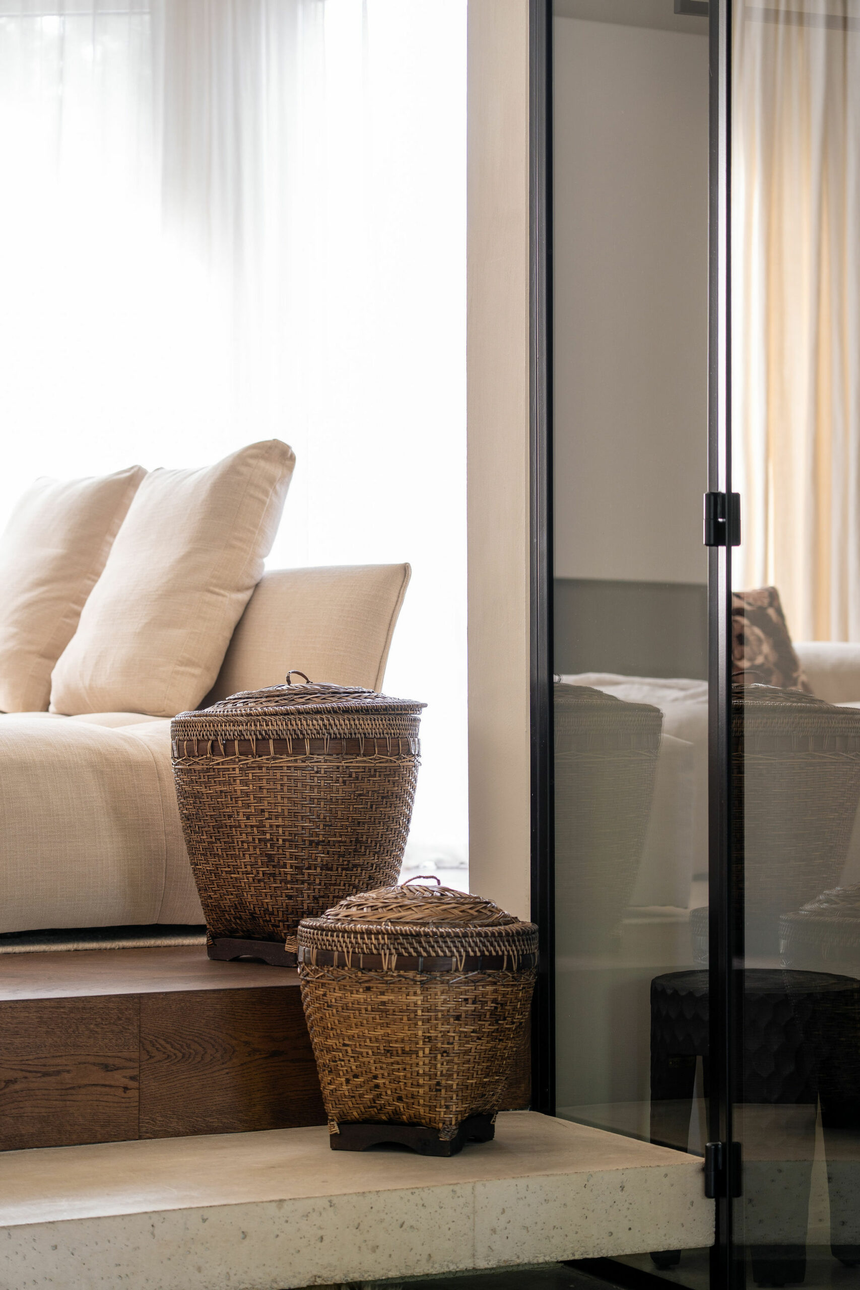 Rattan storage basket medium