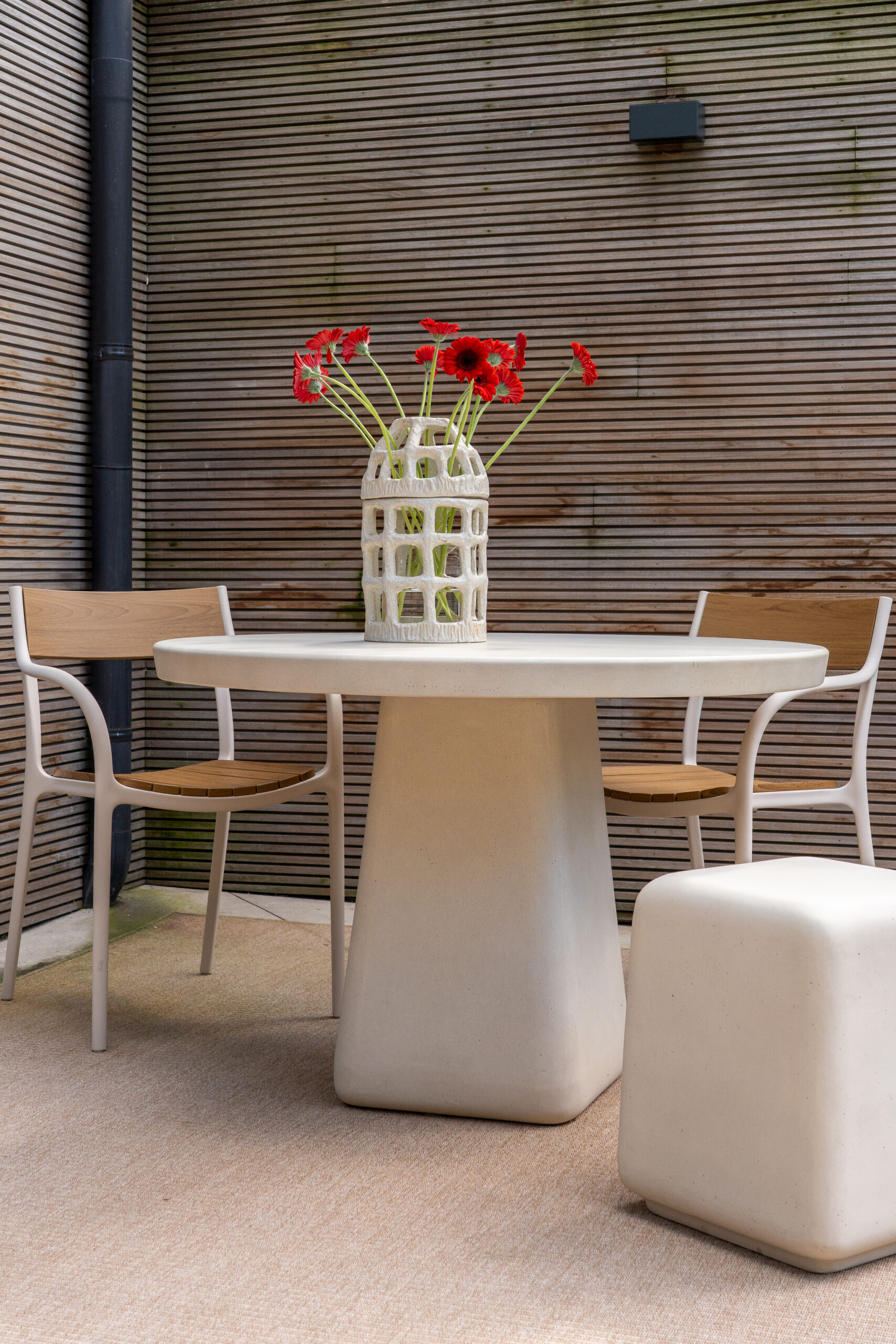 Outdoor dining table fibre cement