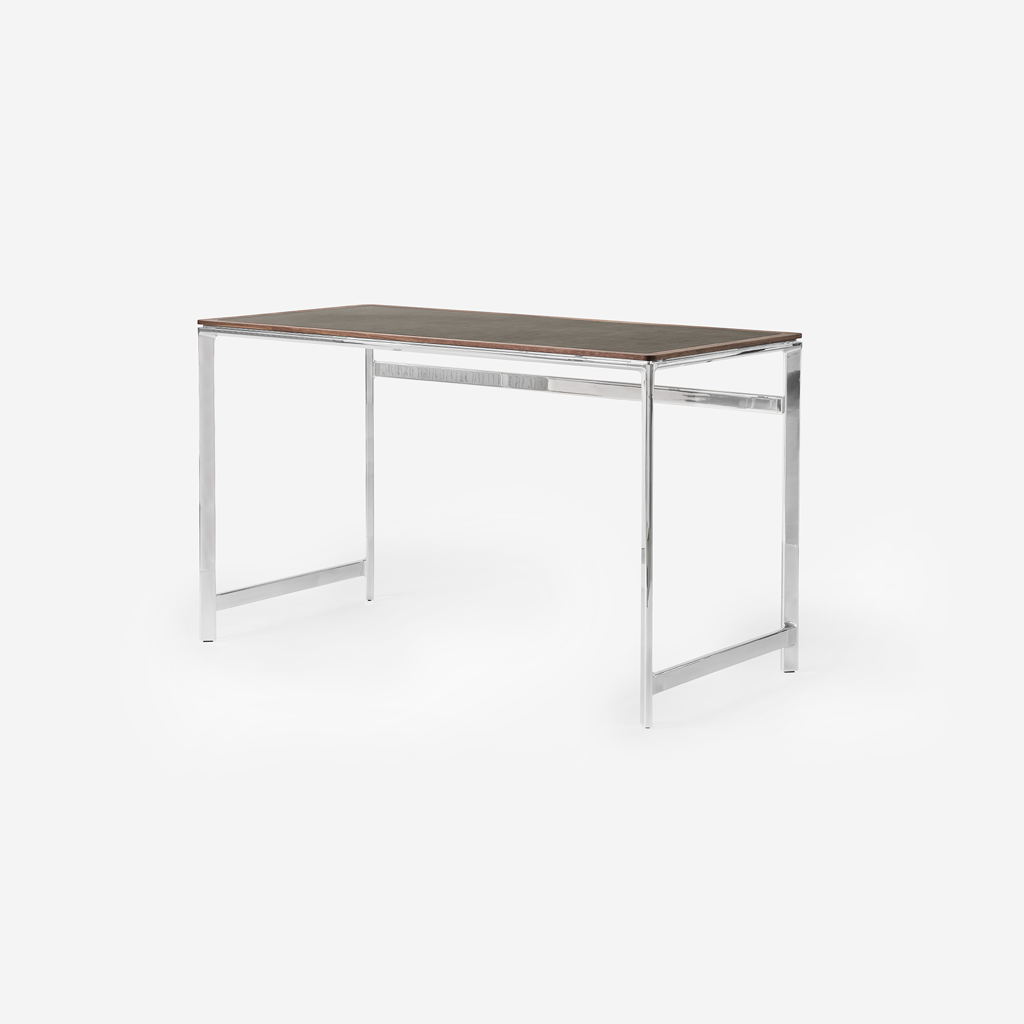 Alu desk with oak and leather finish