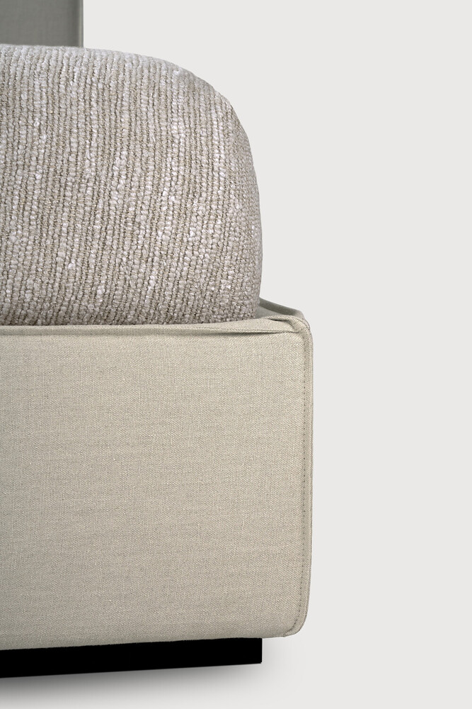 Bed with linen headboard