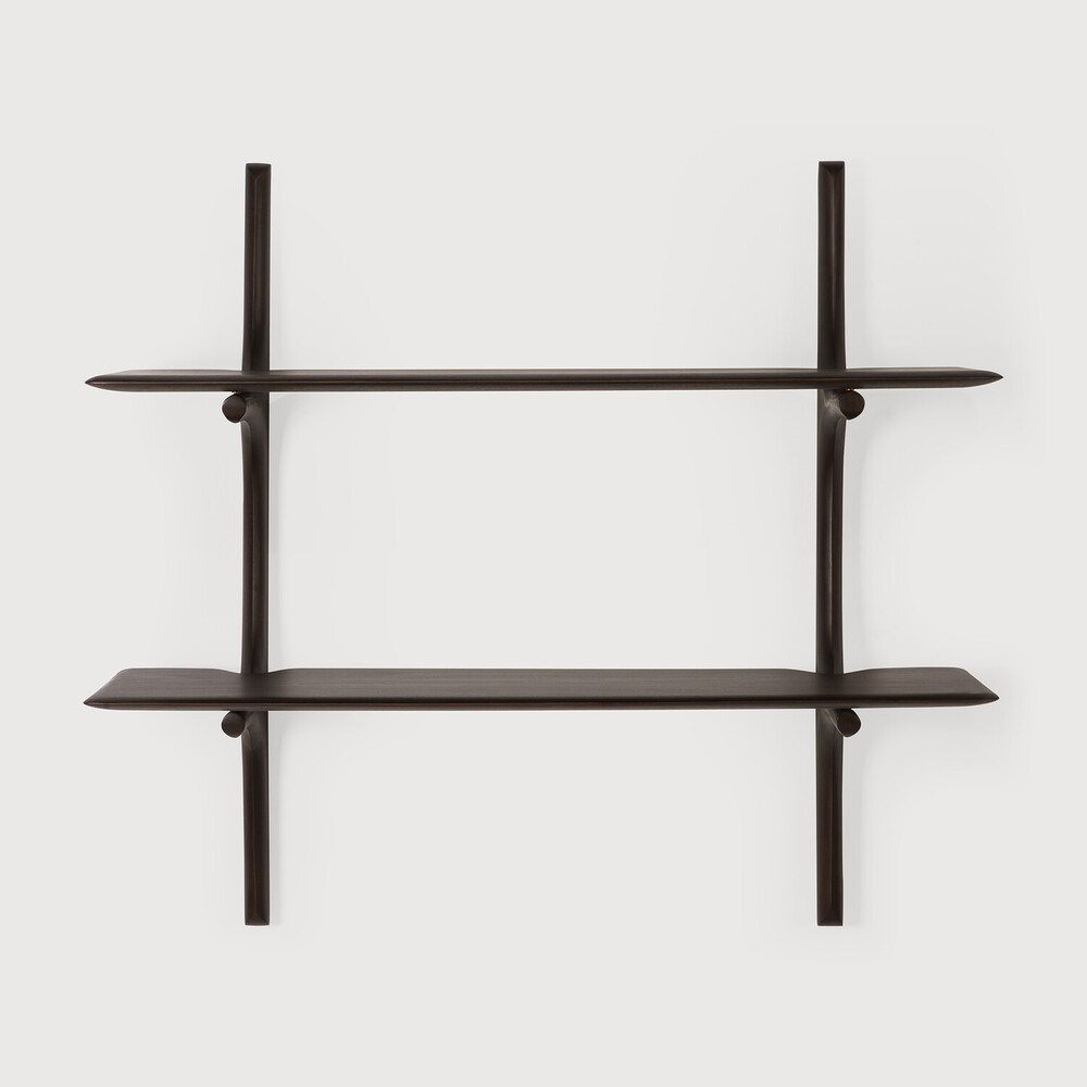 Wall shelf dark brown mahogany