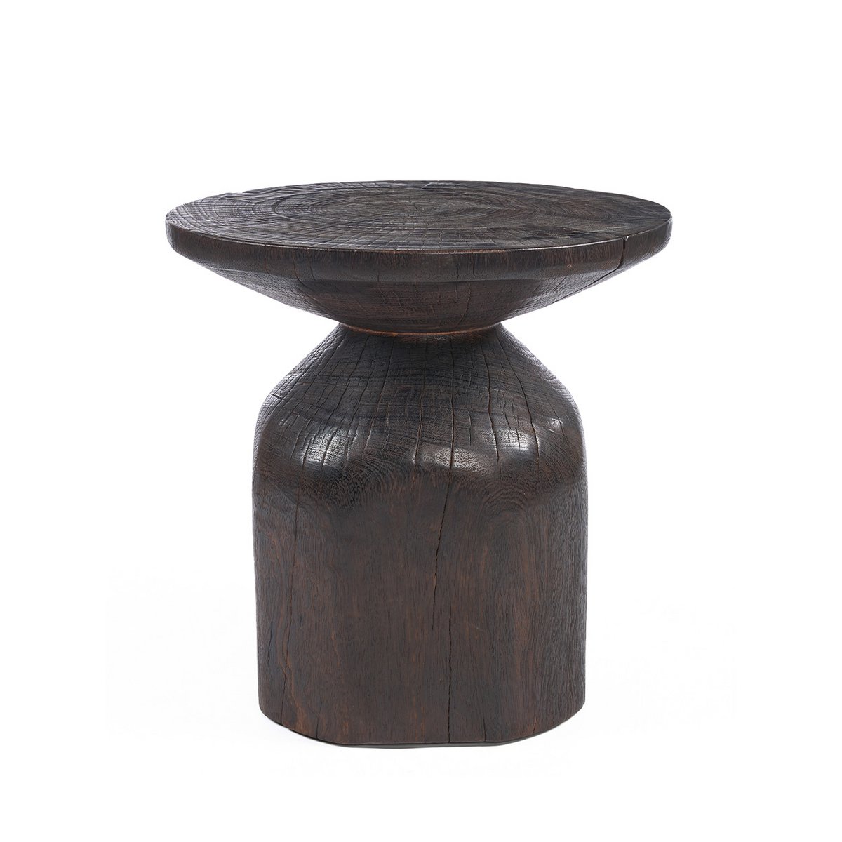 Round Side table dark walnut