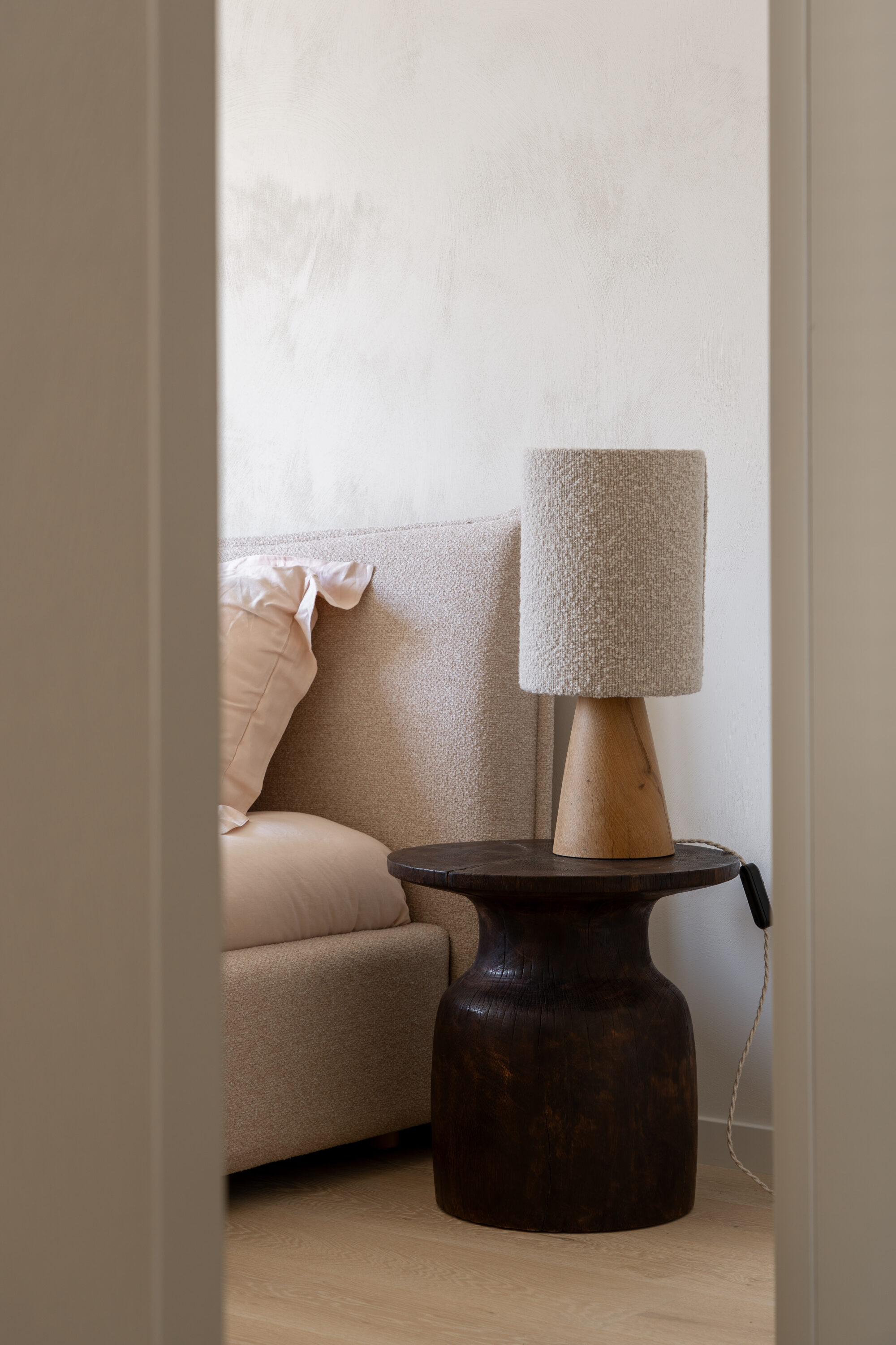 Round Side table dark walnut