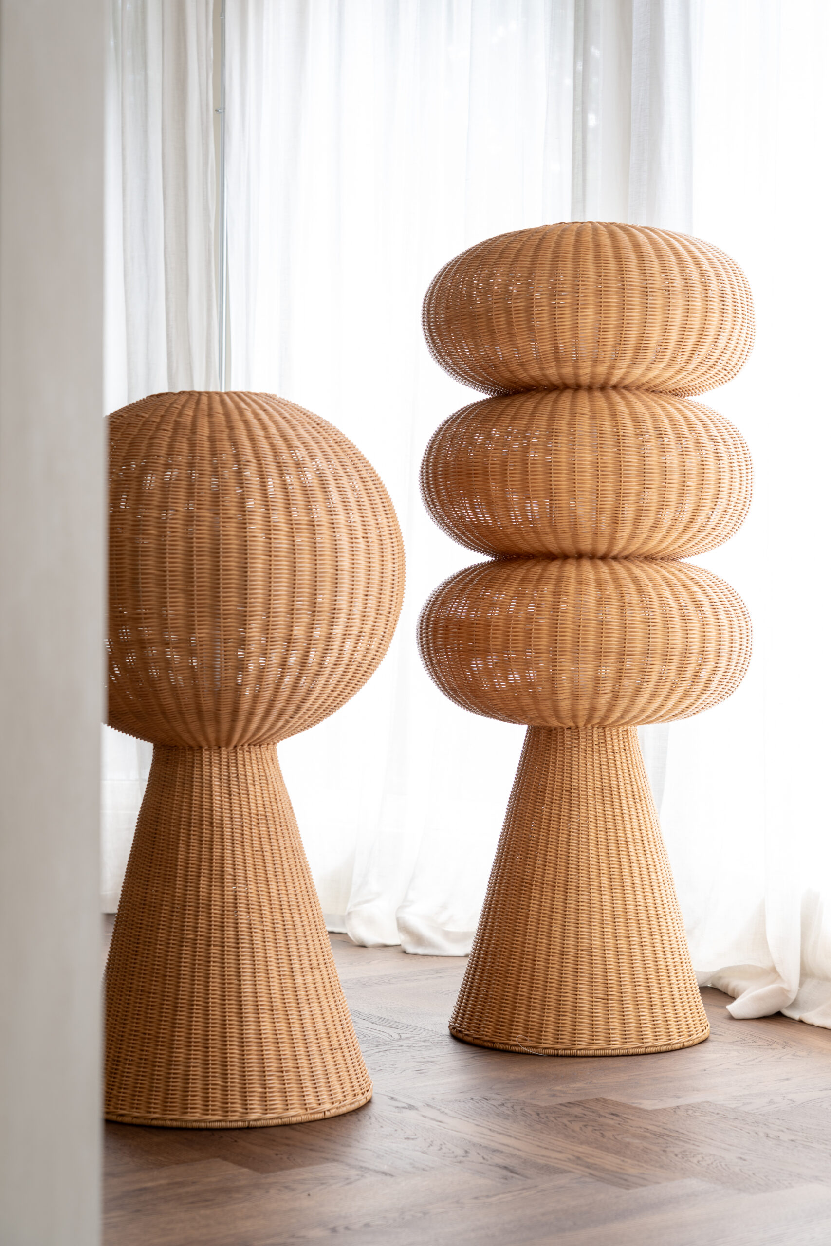 Rattan floor lamp