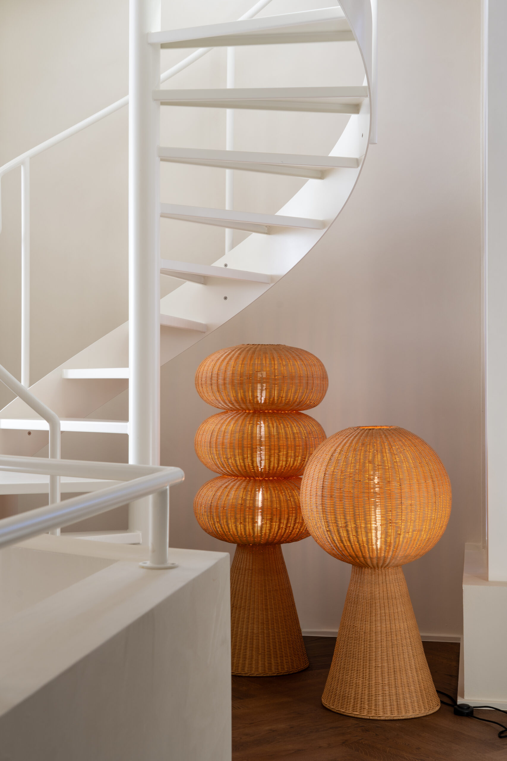Rattan floor lamp